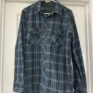 Kuhl Men's Dark Blue Plaid Button Down Shirt